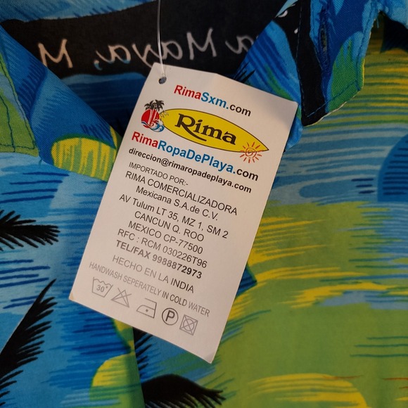 NWT‎ Rima Mexican Riviera Shirt Men's XL Blue Tropical Hawaiian Camp Terivoile - Picture 7 of 11